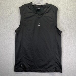 Jordan Tank Top Mens Medium Black Mesh V-Neck Basketball Jumpman Jersey